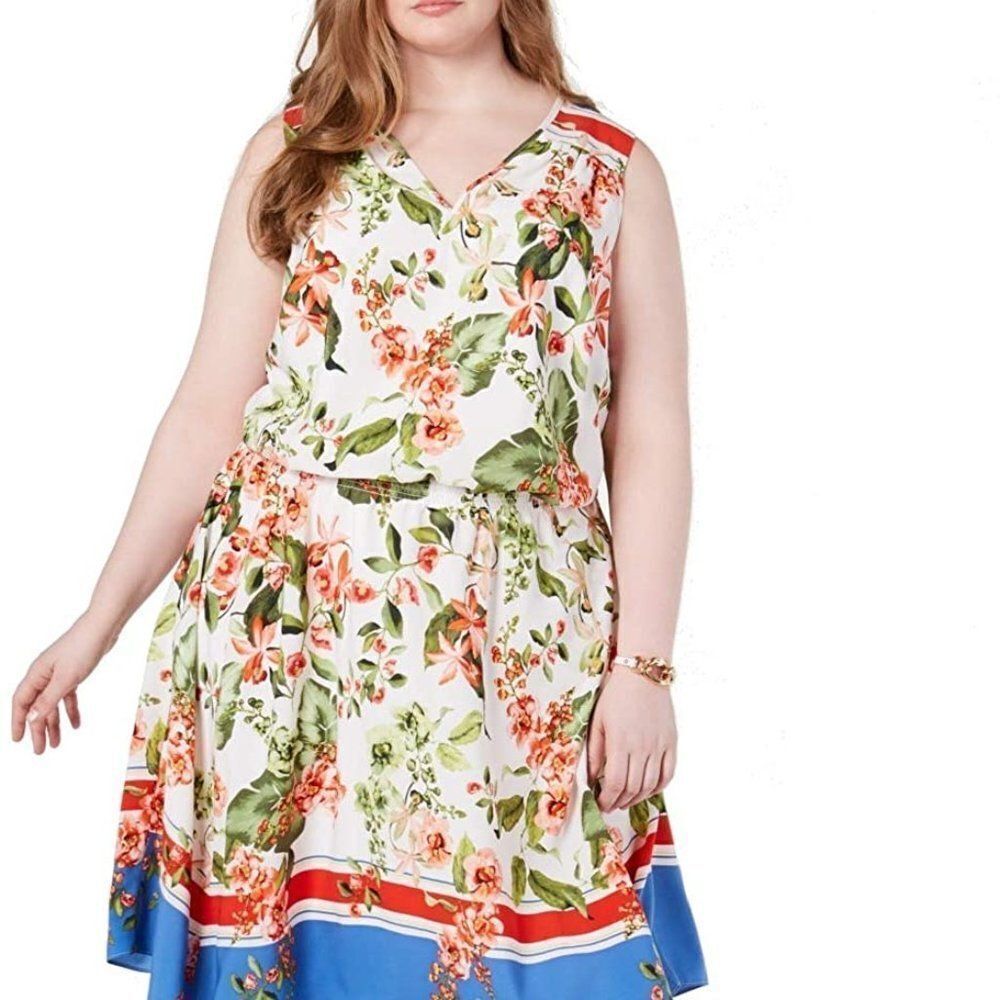Tommy Hilfiger Womens White Floral Blouson Dress 2